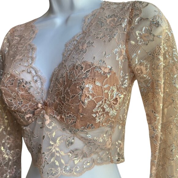 EUC! VS Dream Angels Allure Evening Blush Shimmer Long Sleeve Bra Top Size XS - Picture 6 of 16